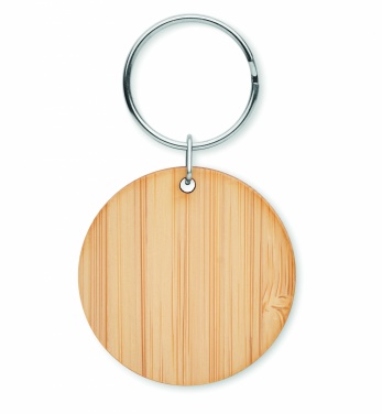 Logo trade advertising products image of: Round bamboo key ring Pieksämäki