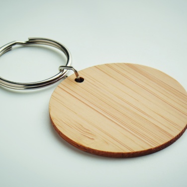 Logo trade corporate gifts image of: Round bamboo key ring Pieksämäki