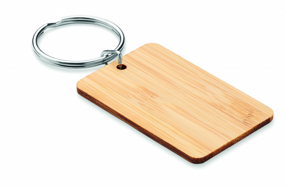 Logo trade corporate gifts image of: Rectangular bamboo key ring