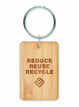 Logotrade promotional gift picture of: Rectangular bamboo key ring Riihimäki