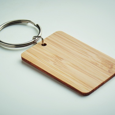 Logo trade advertising products picture of: Rectangular bamboo key ring Riihimäki