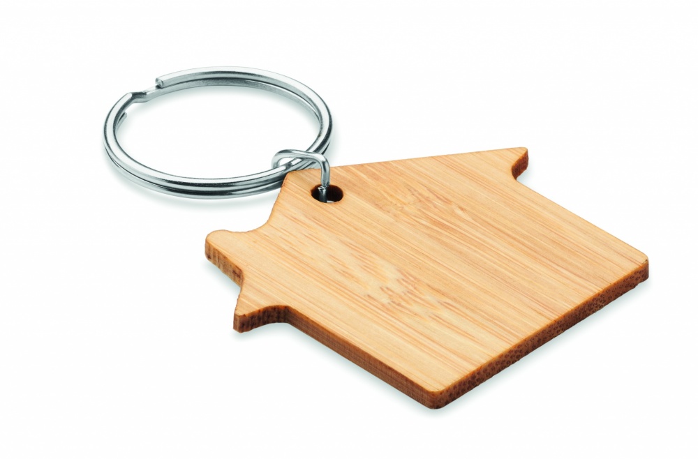 Logotrade promotional item picture of: House shaped bamboo key ring