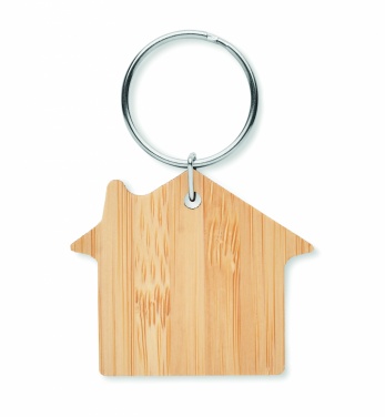 Logo trade promotional giveaways picture of: House shaped bamboo key ring Järvenpää