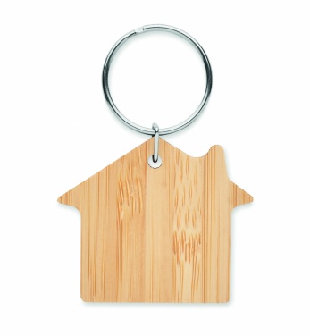 Logo trade promotional gifts image of: House shaped bamboo key ring Järvenpää