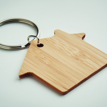 Logotrade promotional giveaway image of: House shaped bamboo key ring Järvenpää