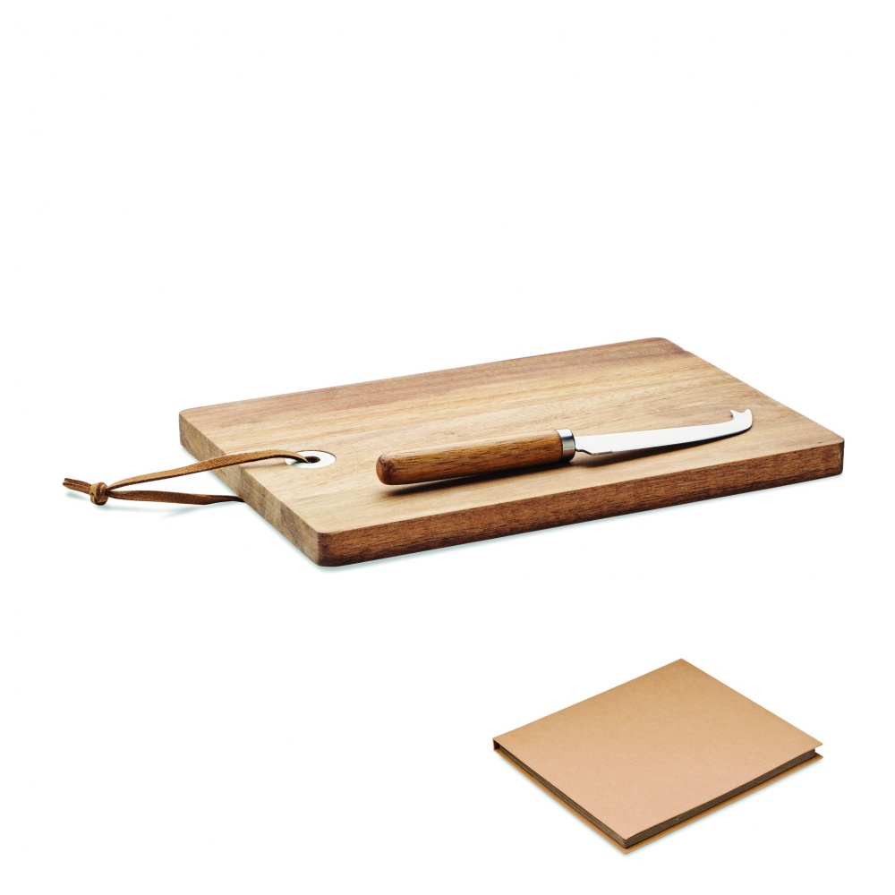 Logo trade promotional merchandise photo of: Acacia wood cheese board set Hannover