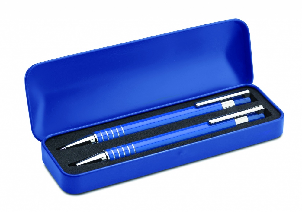 Logo trade promotional merchandise picture of: Ball pen set in metal box