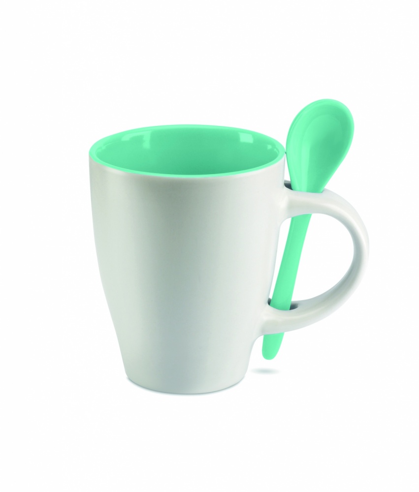 Logo trade promotional merchandise image of: Bicolour mug with spoon 250 ml