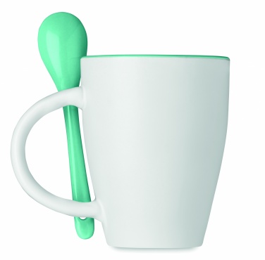 Logo trade promotional gifts image of: Bicolour mug with spoon 250 ml