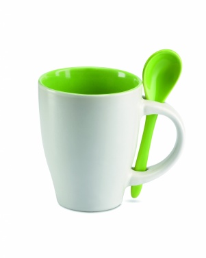 Logotrade promotional gift image of: Bicolour mug with spoon 250 ml