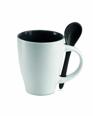 Logotrade promotional items photo of: Bicolour mug with spoon 250 ml