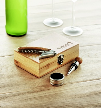 Logotrade promotional item image of: Wine set in bamboo box