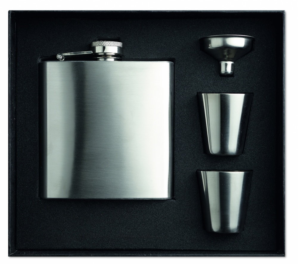 Logotrade promotional items photo of: Slim hip flask w 2 cups set