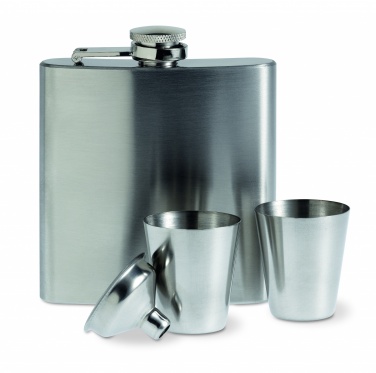 Logotrade advertising product picture of: Slim hip flask w 2 cups set