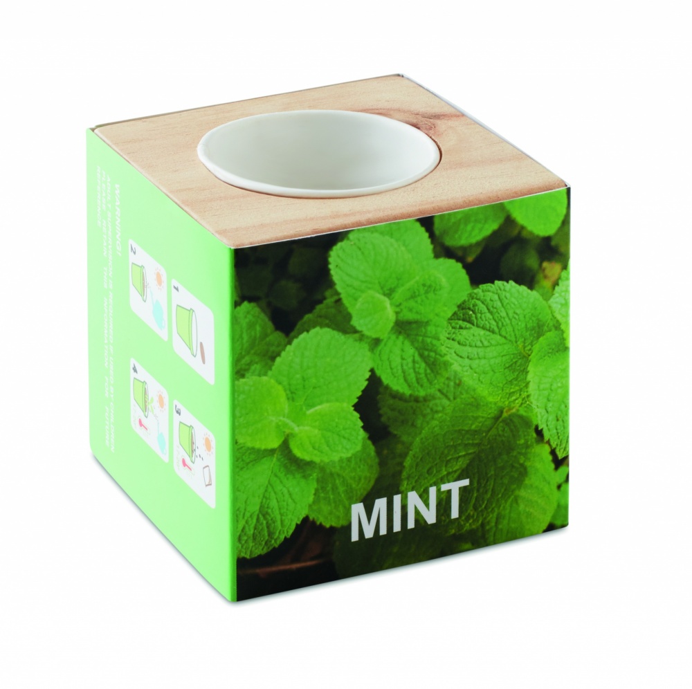 Logo trade promotional gifts picture of: Herb pot wood "MINT"