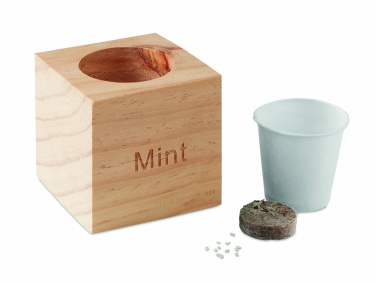 Logotrade promotional merchandise photo of: Herb pot wood "MINT"