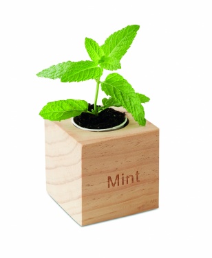 Logotrade corporate gifts photo of: Herb pot wood "MINT"