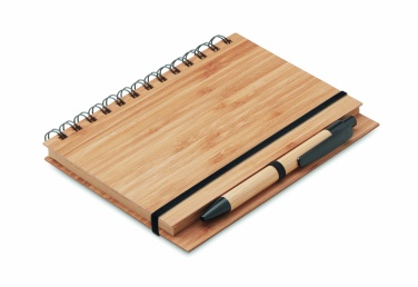 Logo trade promotional items image of: Bamboo notebook with pen lined BAMBLOC