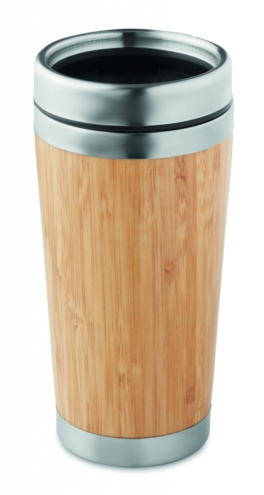 Logo trade advertising products image of: Double wall bamboo flask 430ml