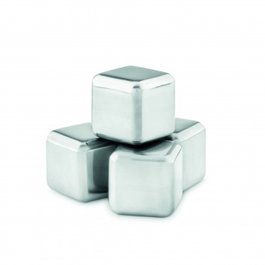 Logo trade promotional gifts picture of: Set of 4 SS ice cubes in pouch