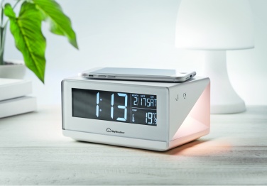 Logo trade advertising products image of: LED clock & wireless charger5W