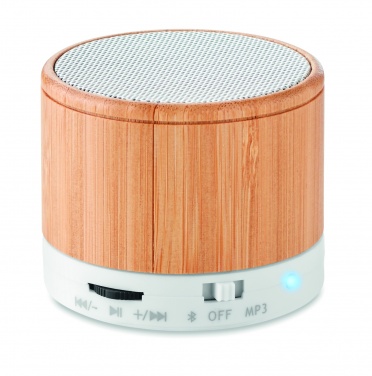 Logotrade promotional merchandise image of: Round Bamboo wireless speaker