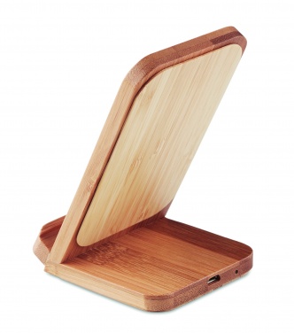 Logo trade promotional gift photo of: Bamboo wireless charge stand 5W WIRESTAND