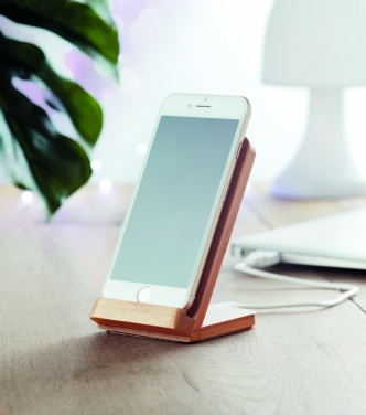 Logo trade business gift photo of: Bamboo wireless charge stand 5W WIRESTAND