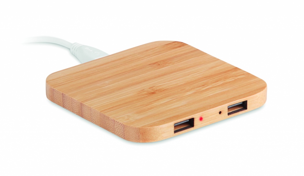 Logo trade corporate gift photo of: Bamboo wireless charge pad 5W