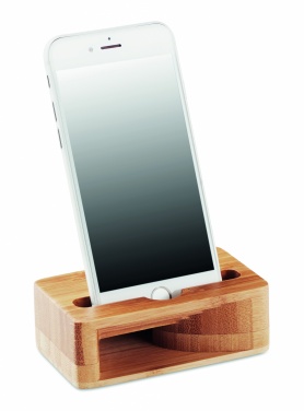 Logo trade promotional merchandise photo of: Bamboo phone stand-amplifier CARACOL