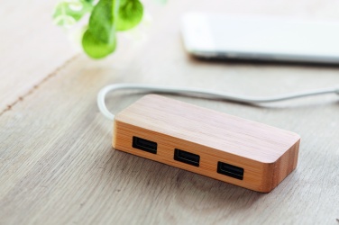 Logo trade promotional gift photo of: Bamboo USB 3 ports hub