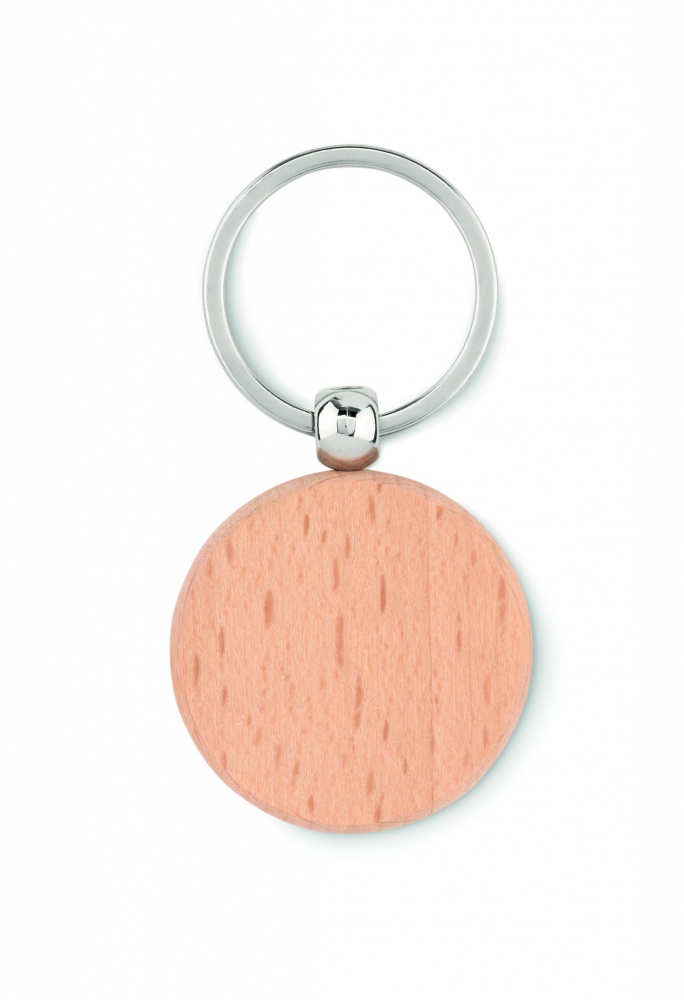 Logo trade promotional merchandise photo of: Round wooden key ring