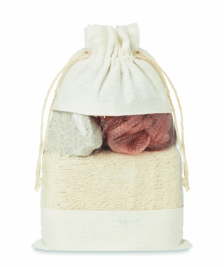 Logo trade promotional items image of: Bath set in cotton pouch