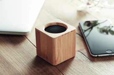 Logo trade promotional gift photo of: Bamboo wireless speaker