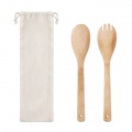 Set bamboo utensils salad, Beige