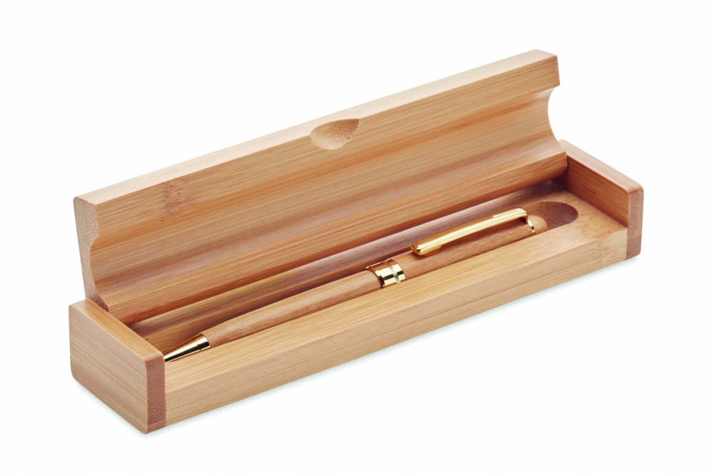 Logo trade promotional giveaways picture of: Bamboo twist ball pen in box