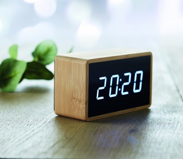 Logo trade promotional giveaway photo of: LED alarm clock bamboo casing