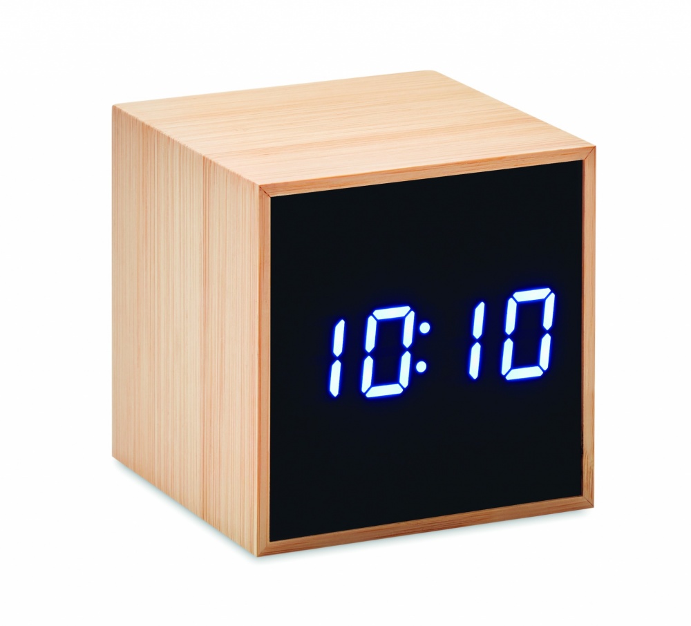 Logo trade promotional merchandise photo of: LED alarm clock bamboo casing