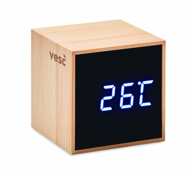 Logotrade promotional items photo of: LED alarm clock bamboo casing Dortmund