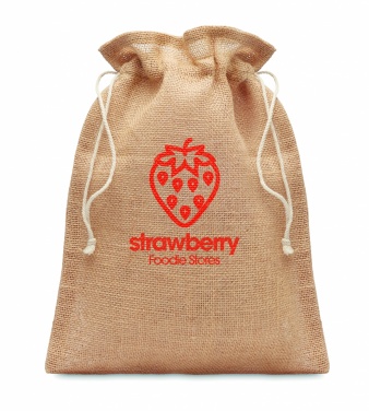 Logo trade business gift photo of: Small jute gift bag 14 x 22 cm