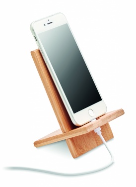 Logo trade promotional gift photo of: Bamboo phone stand/ holder WHIPPY