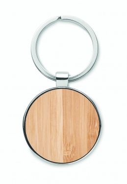 Logo trade promotional item photo of: Round key ring metal bamboo