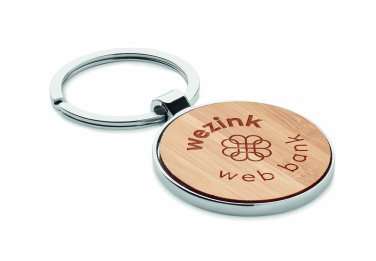 Logo trade promotional gifts picture of: Round key ring metal bamboo Dobele