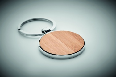 Logotrade promotional giveaway picture of: Round key ring metal bamboo Dobele