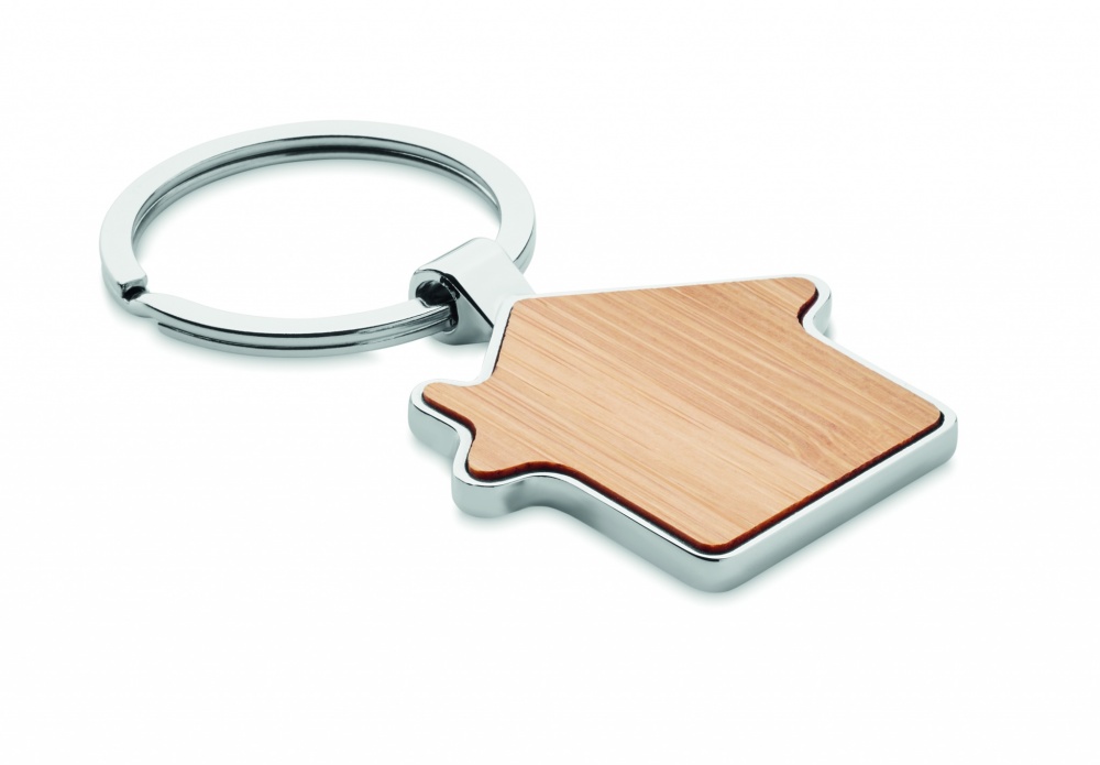 Logo trade promotional giveaways image of: House key ring metal bamboo