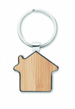 Logo trade advertising products picture of: House key ring metal bamboo NORDIC