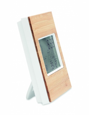 Logo trade promotional merchandise picture of: Weather station bamboo front TURKU