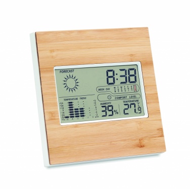 Logotrade promotional giveaway image of: Weather station bamboo front TURKU