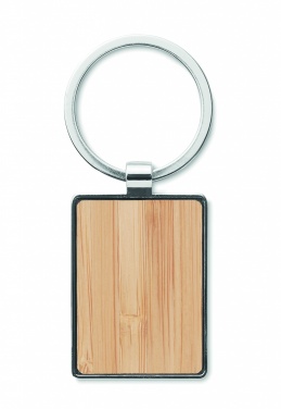 Logo trade promotional items picture of: Rectangular key ring bamboo WEST