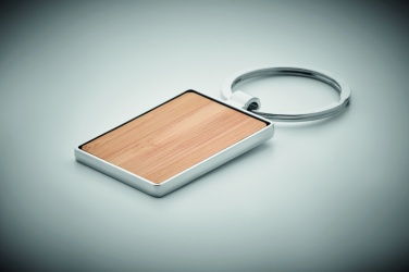 Logo trade advertising products picture of: Rectangular key ring bamboo WEST